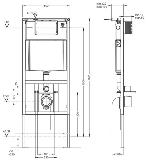 PRO-D Built-In Cistern for Panel Wall 3/6 L Quick Installation