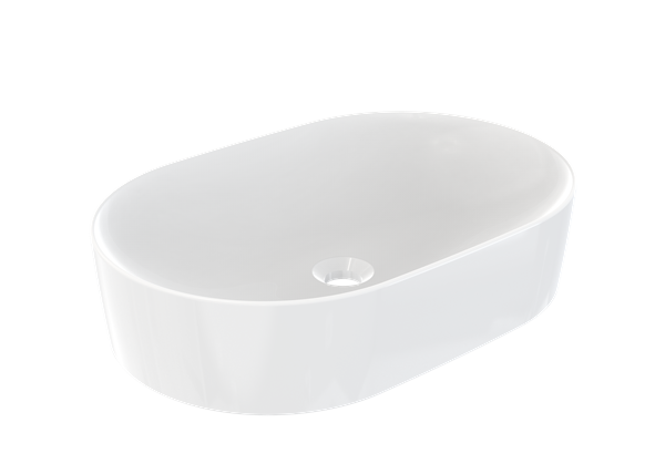 Oblong Countertop Washbasin 60 cm Without Hole Cool White