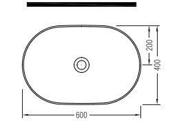 Oblong Countertop Washbasin 60 cm Without Hole Cool White